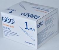 1 мл трехкомпонентный шприц Pakro инсулиновый U100 , с иглой 0,3х13, 100 шт купить в Хабаровске