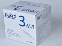 3 мл трехкомпонентный шприц Pakro, с иглой 0,6х32 , 100 шт купить в Хабаровске